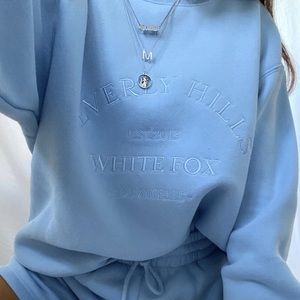 White fox Best Of Both Oversized Sweater Ice Blue